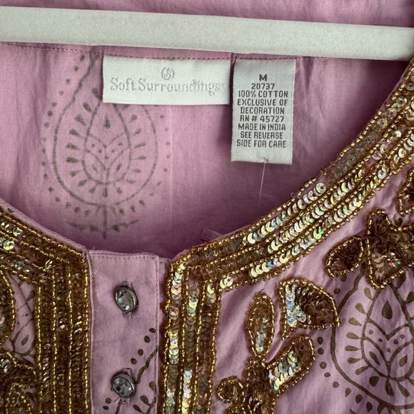 NWT Soft Surroundings Tunic Top Beach Coverup Boho Dress Resortwear Pink Medium - Picture 4 of 7